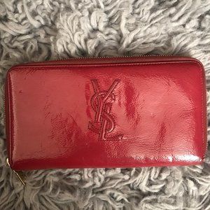 YSL Yves Saint Laurent Patent Red Wallet